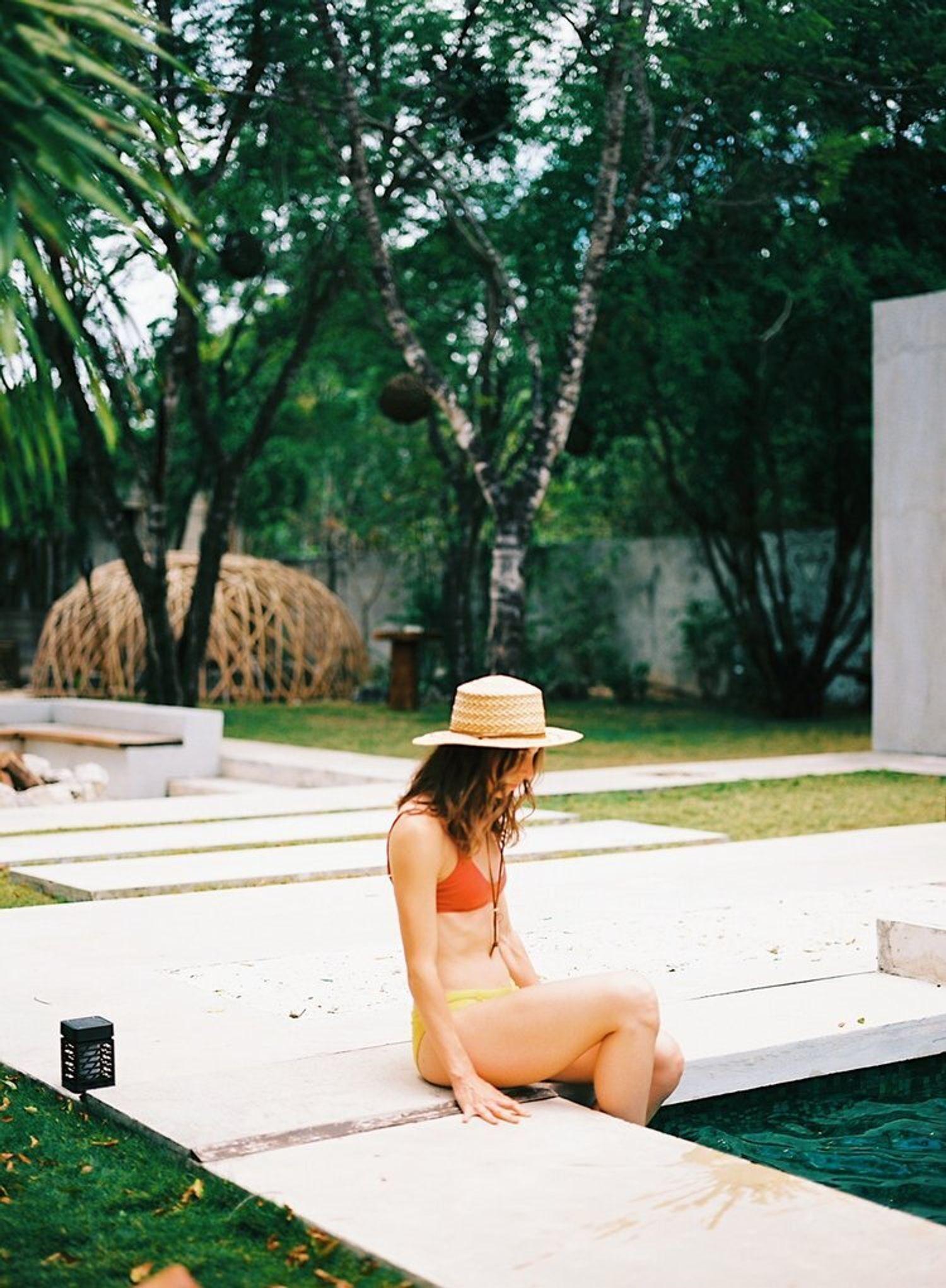 Taylor at a Mexico resort by the pool on film by Natalie Carrasco.