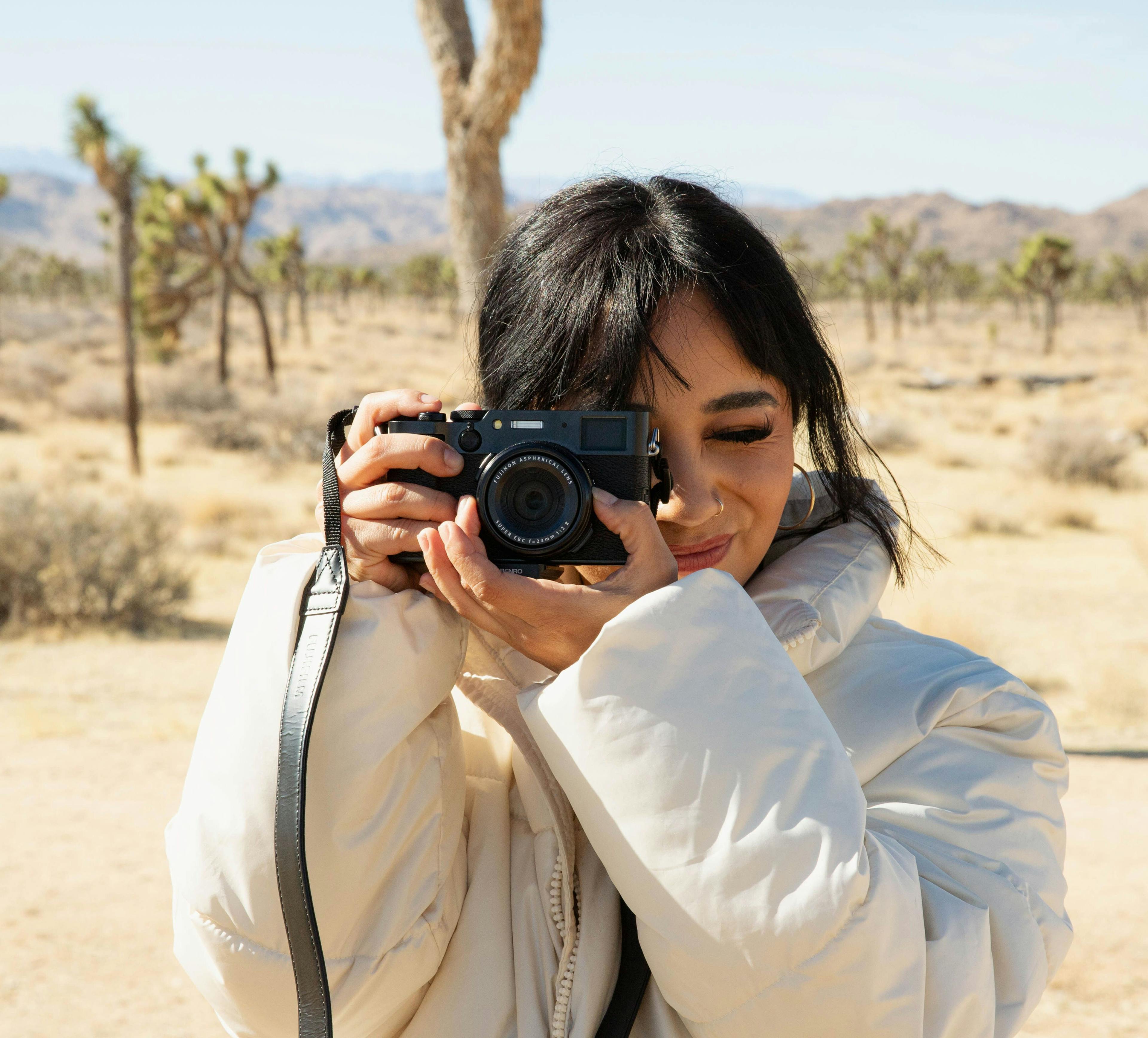 Mia shooting the X100VI.